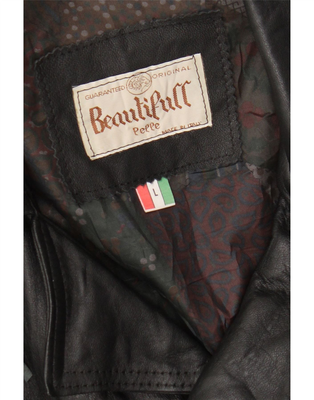 Giacca da motociclista in pelle vintage da uomo UK 40 grande nera