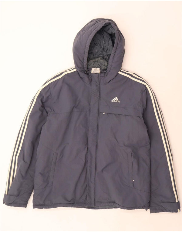 Giacca imbottita con cappuccio da uomo Adidas UK 40 Large Grigia in poliammide