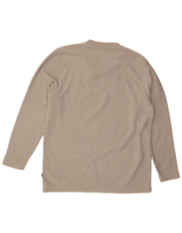 MUSTANG Mens Graphic Sweatshirt Jumper Large Beige Cotton