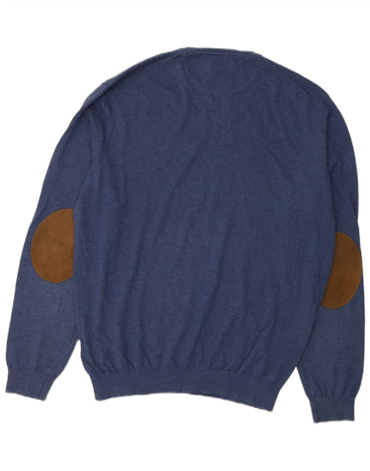Massimo Dutti Maglione da uomo con scollo a V XL in cotone blu navy