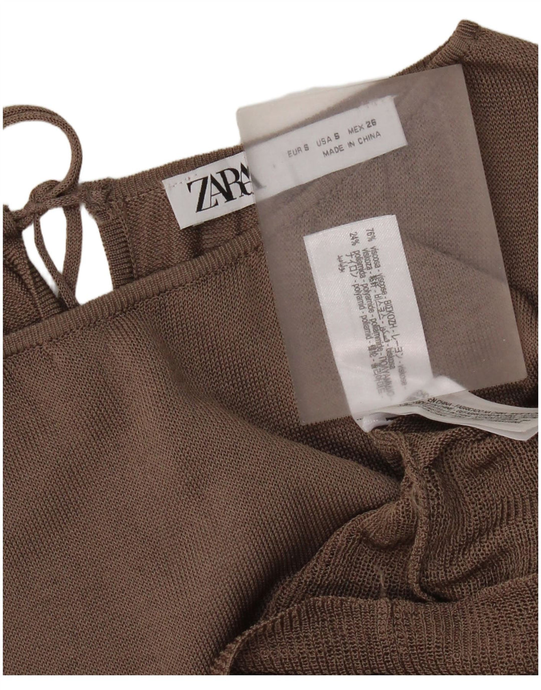 Top Zara da donna a maniche lunghe oversize a maniche lunghe UK 10 Small Marrone Colourblock