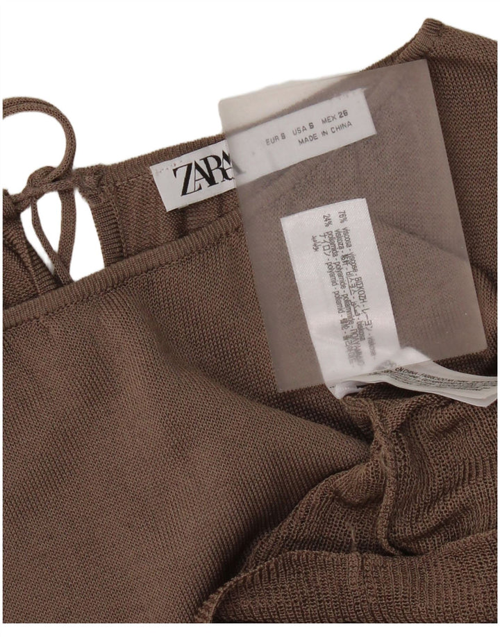 Top Zara da donna a maniche lunghe oversize a maniche lunghe UK 10 Small Marrone Colourblock