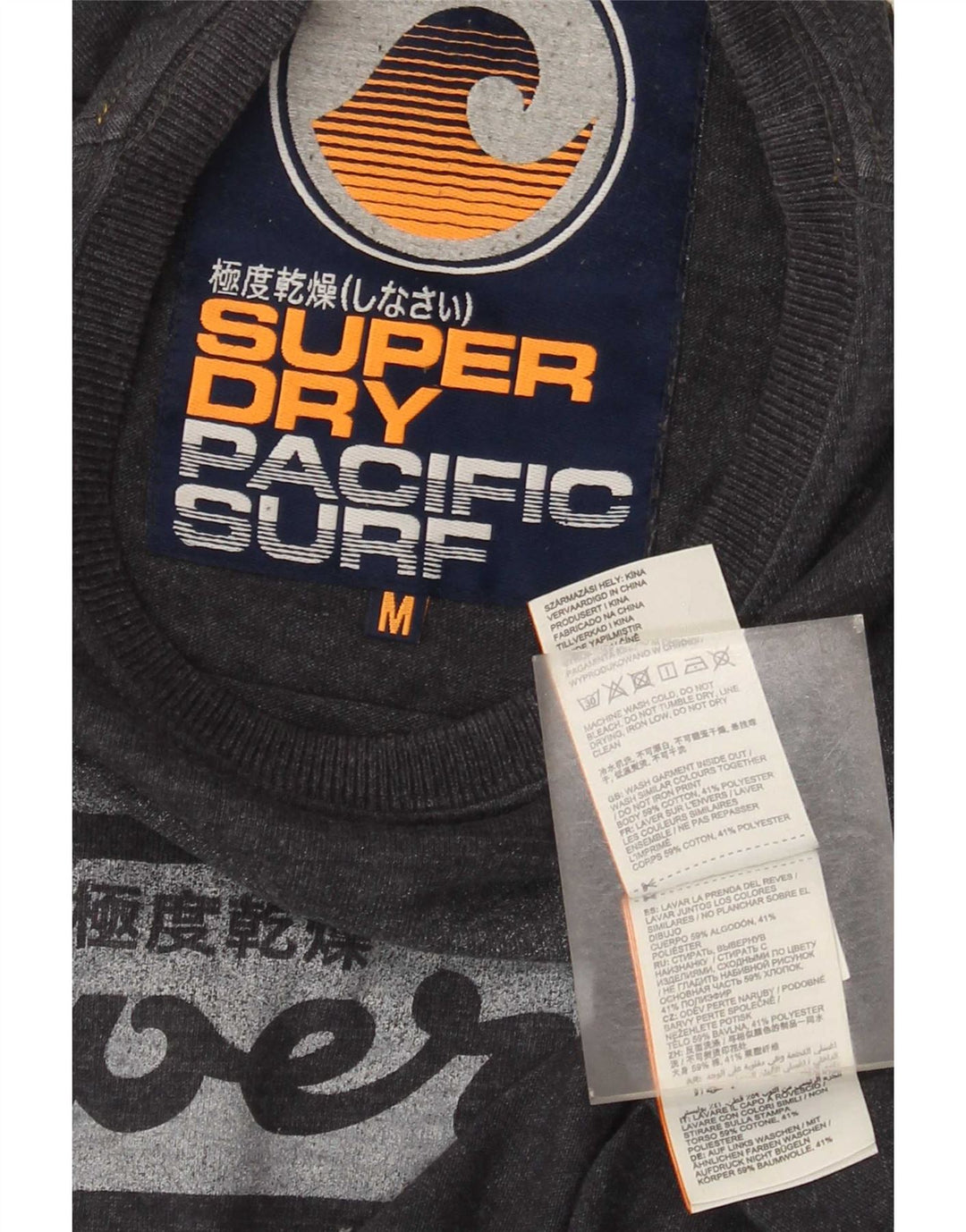 T-shirt grafica da uomo Superdry Top in cotone chiazzato blu navy medio