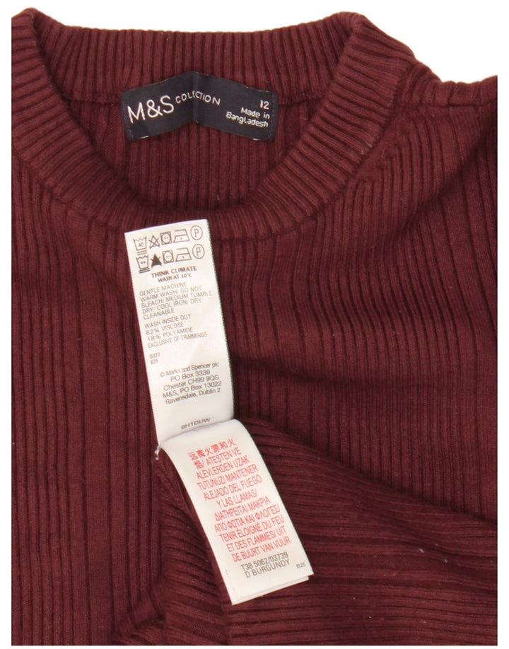 Maglione maglione girocollo da donna Marks & Spencer UK 12 Borgogna medio