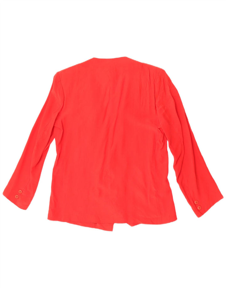 Giacca blazer vintage da donna a 2 bottoni IT 46 grande seta rossa