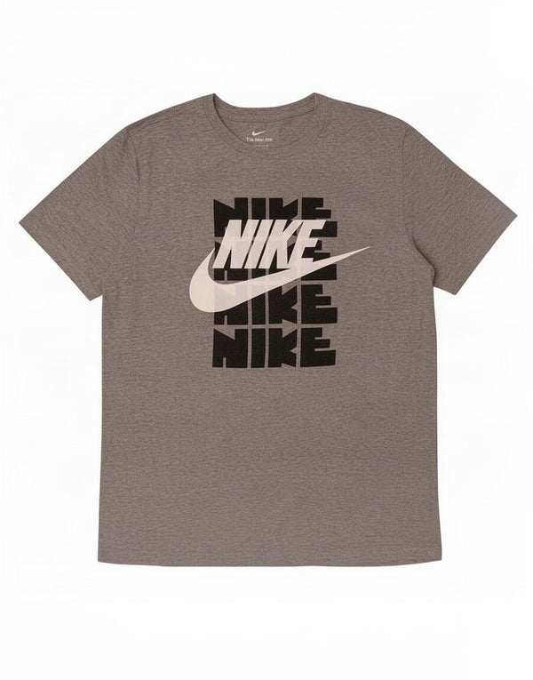 T-shirt grafica Nike da uomo in cotone mélange grigio medio