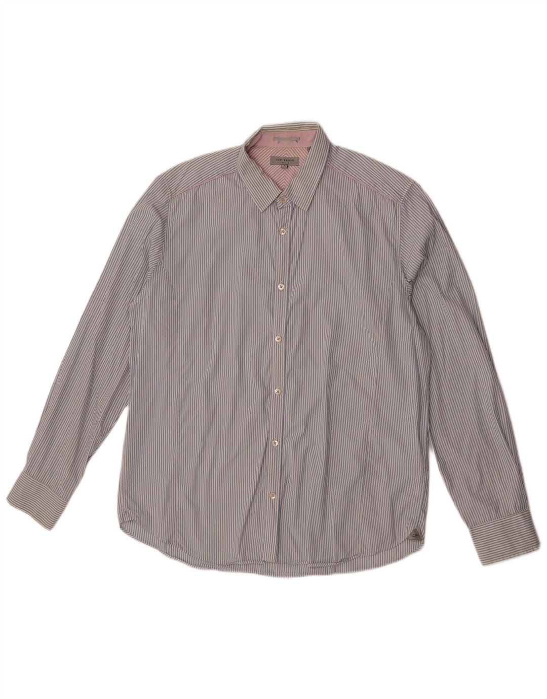 Camicia da uomo Ted Baker taglia 5 XL cotone gessato blu