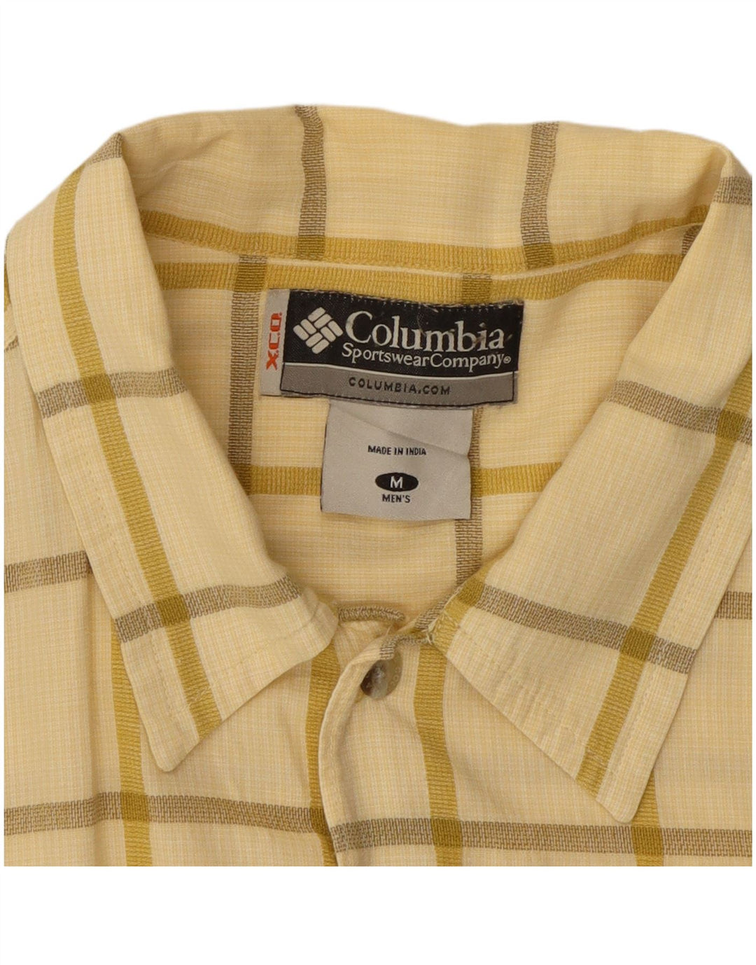 Camicia a maniche corte da uomo Columbia in cotone a quadri giallo medio