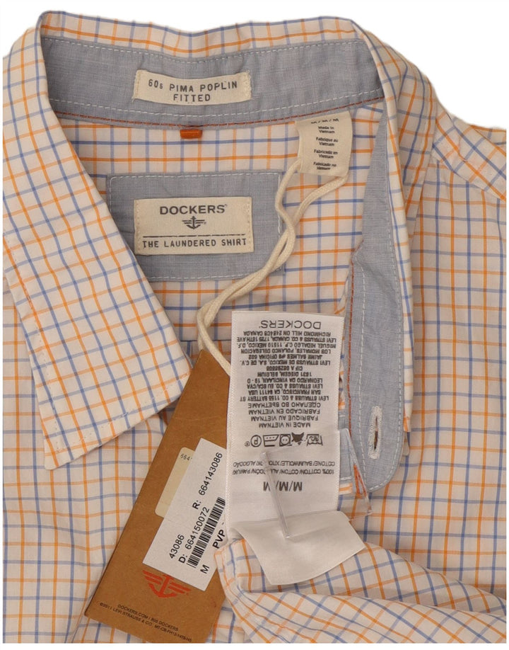 Camicia aderente da uomo Dockers in cotone a quadri bianco medio