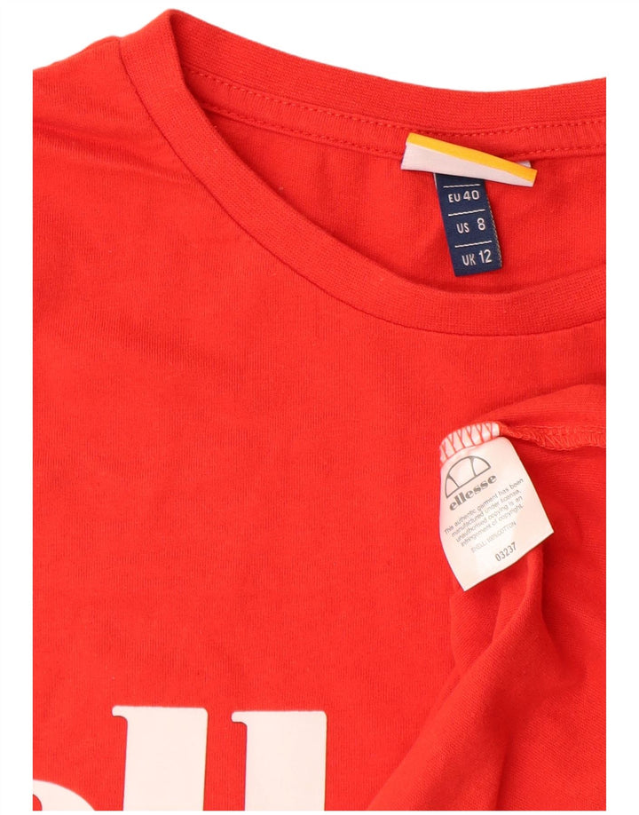 T-shirt grafica da donna Ellesse Top UK 12 rosso medio in cotone