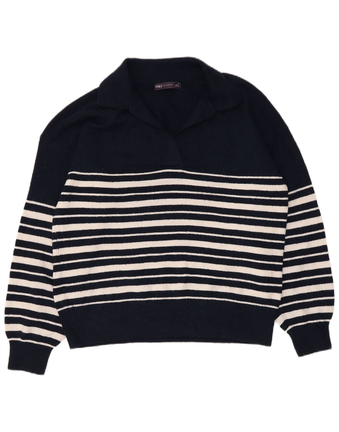 Maglione maglione collo alto da donna Marks & Spencer UK 14 blu navy medio