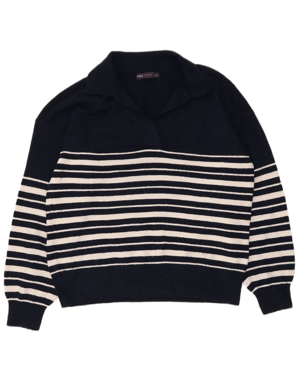 Maglione maglione collo alto da donna Marks & Spencer UK 14 blu navy medio