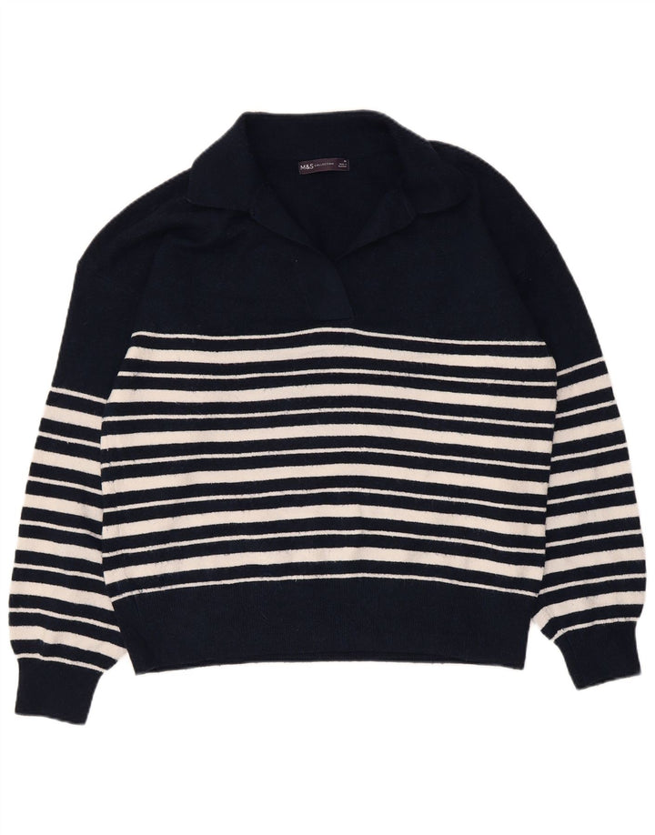 Maglione maglione collo alto da donna Marks & Spencer UK 14 blu navy medio