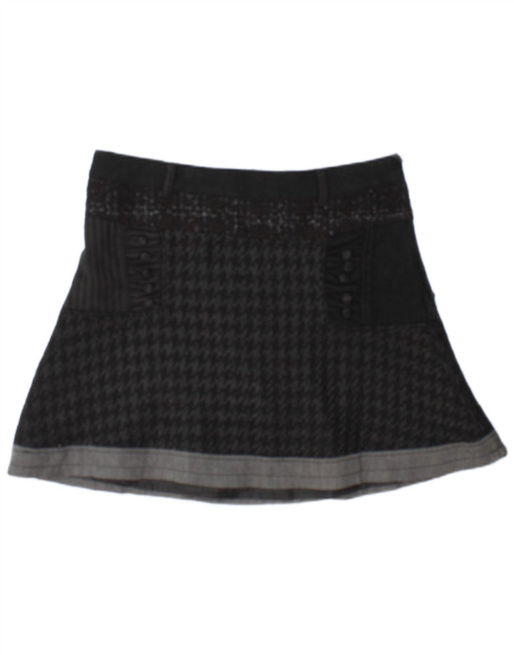Minigonna da donna Desigual EU 42 Large W34 poliestere pied de poule nero