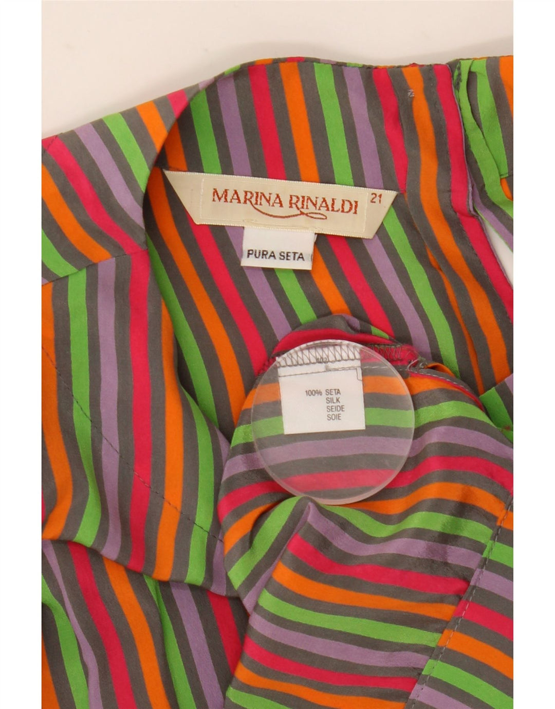 Camicetta corta da donna Marina Rinaldi taglia 21 media a righe multicolore