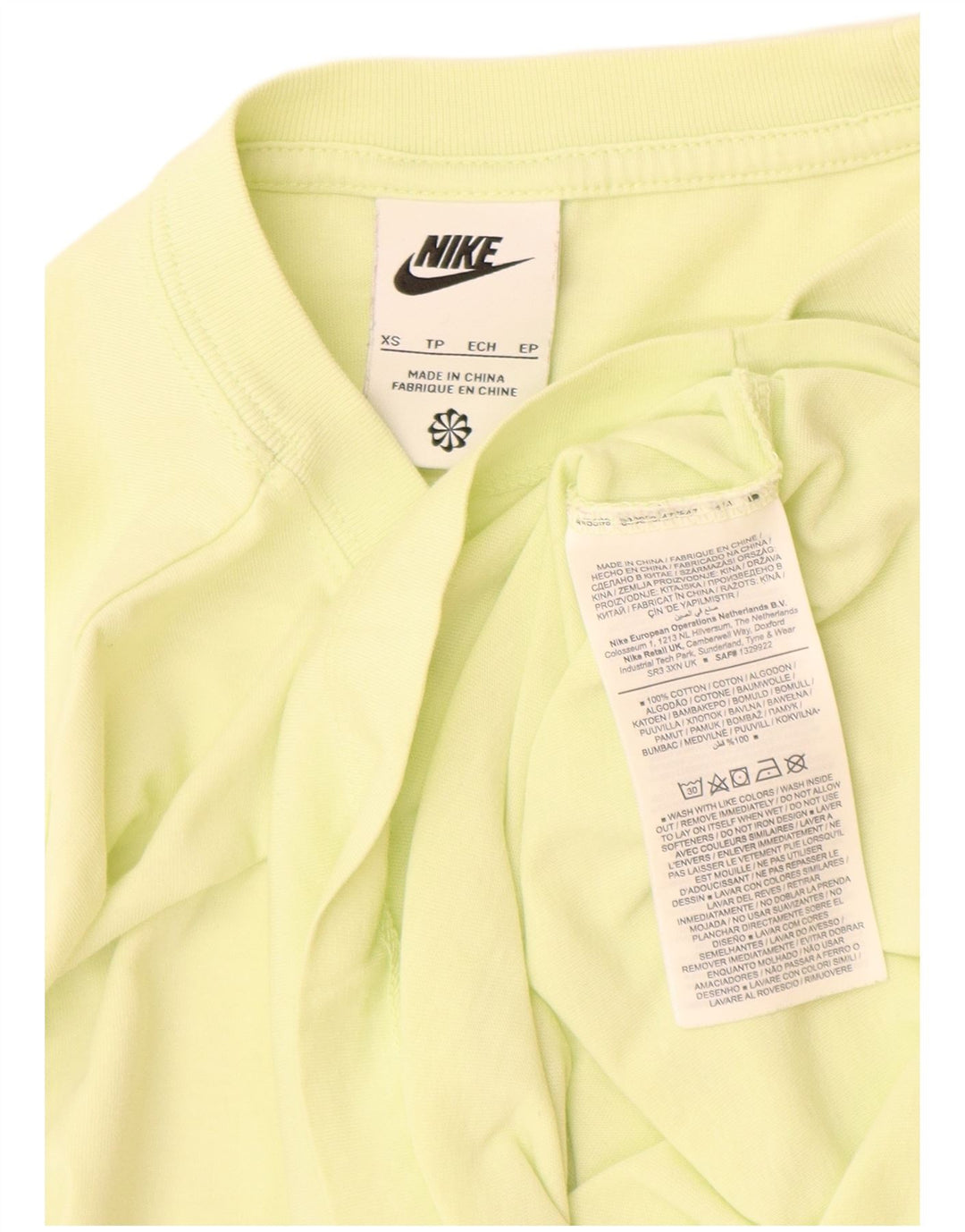 T-shirt Nike da uomo Top XS in cotone giallo