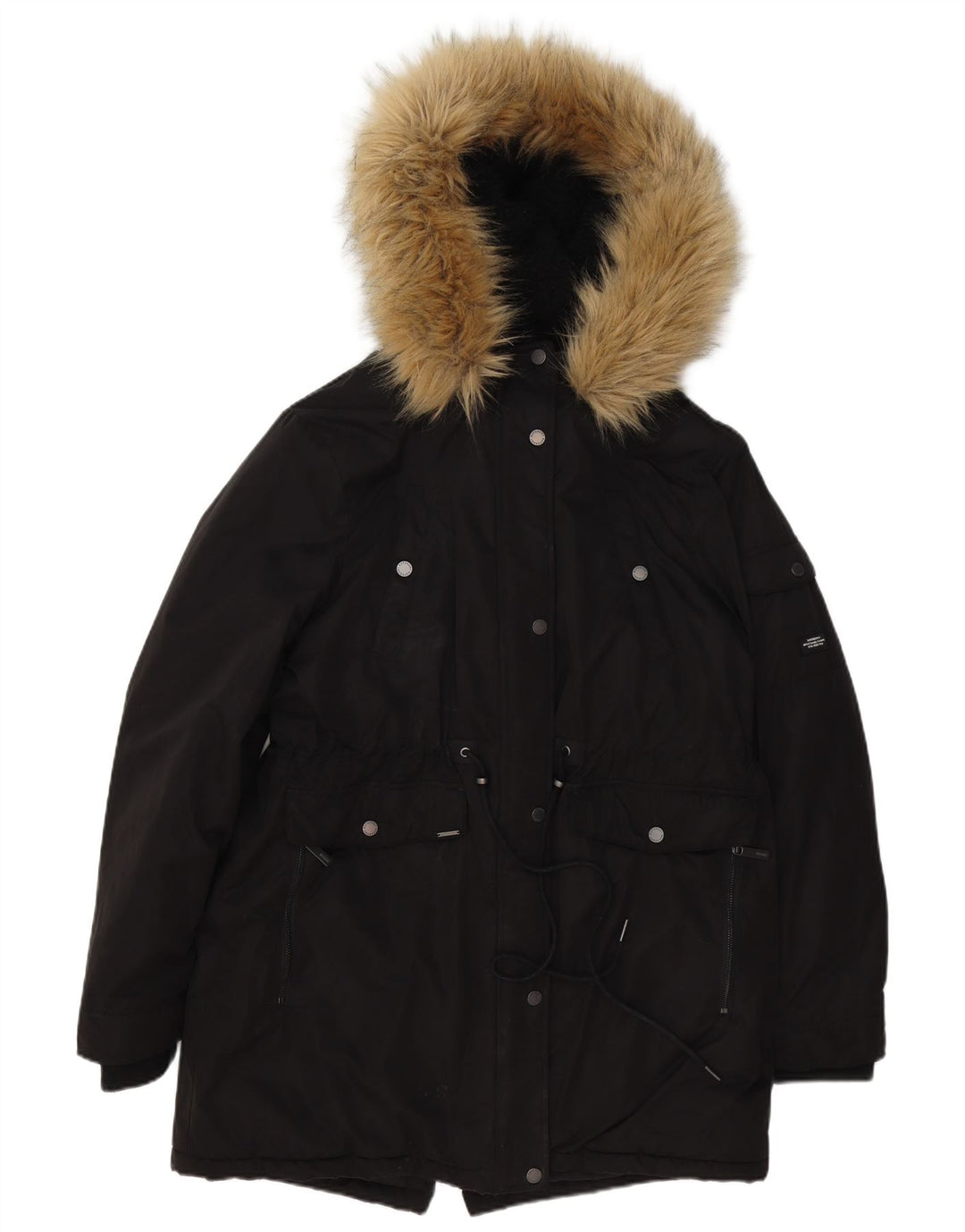Giacca parka oversize con cappuccio da donna Superdry UK 16 grande poliestere nero