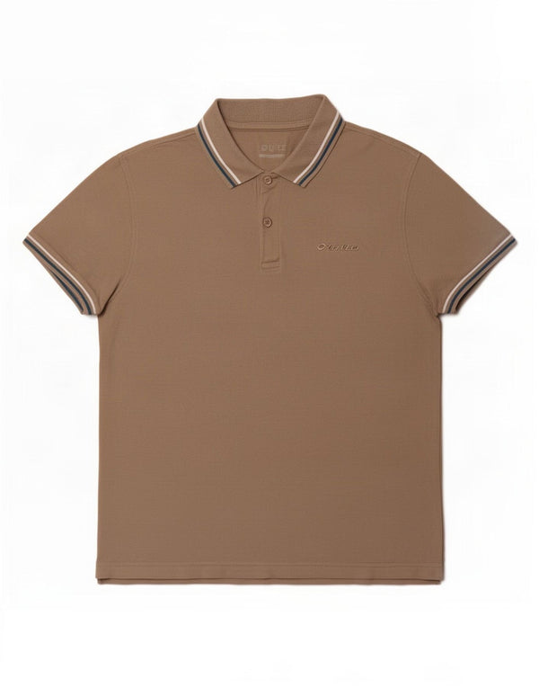 Lotto Mens Life's Polo Shirt Medium Brown Striped Cotton