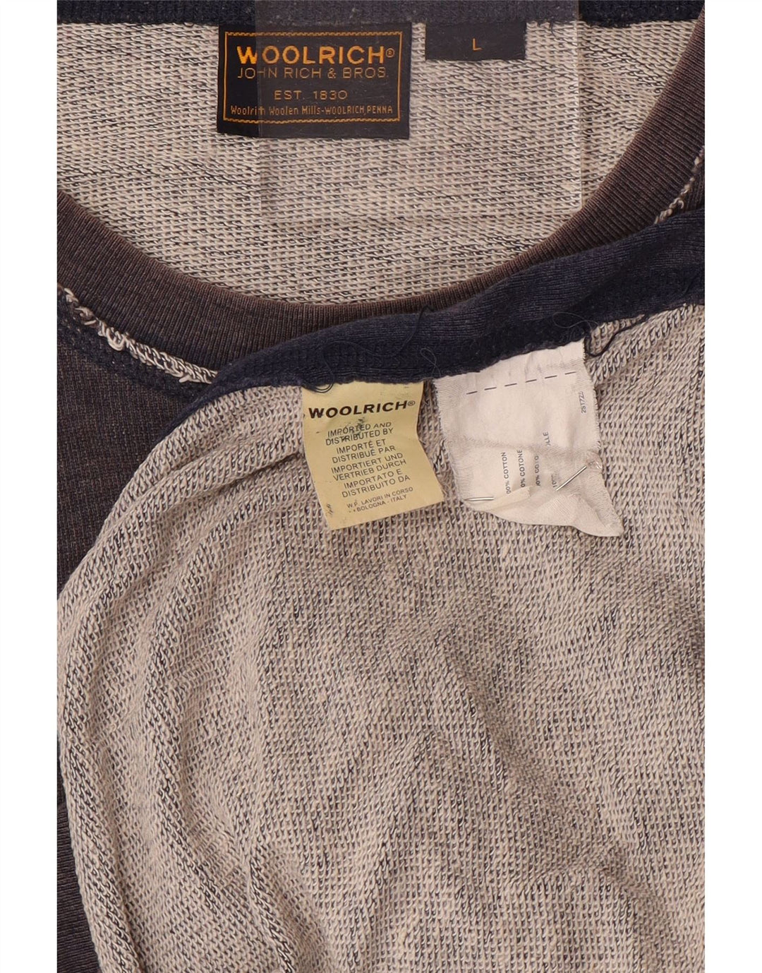Felpa grafica da uomo Woolrich Maglione grande in cotone blu navy