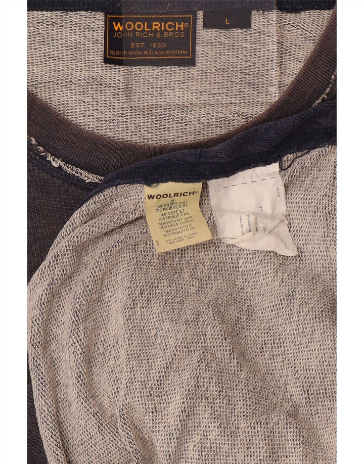 Felpa grafica da uomo Woolrich Maglione grande in cotone blu navy