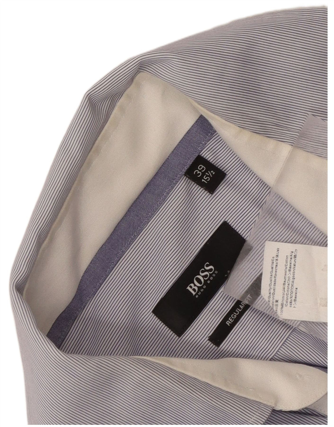 Camicia da uomo vestibilità regolare Hugo Boss taglia 39 15 1/2 gessato blu medio