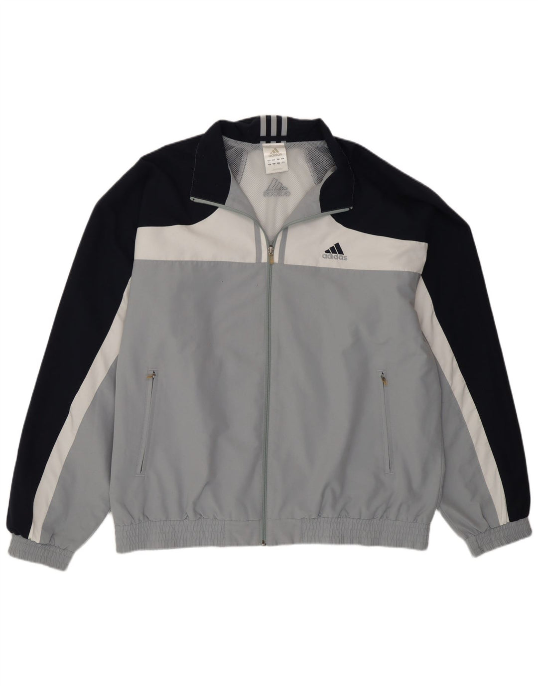 Giacca da tuta da uomo Adidas UK 46/48 XL Poliestere color block grigio