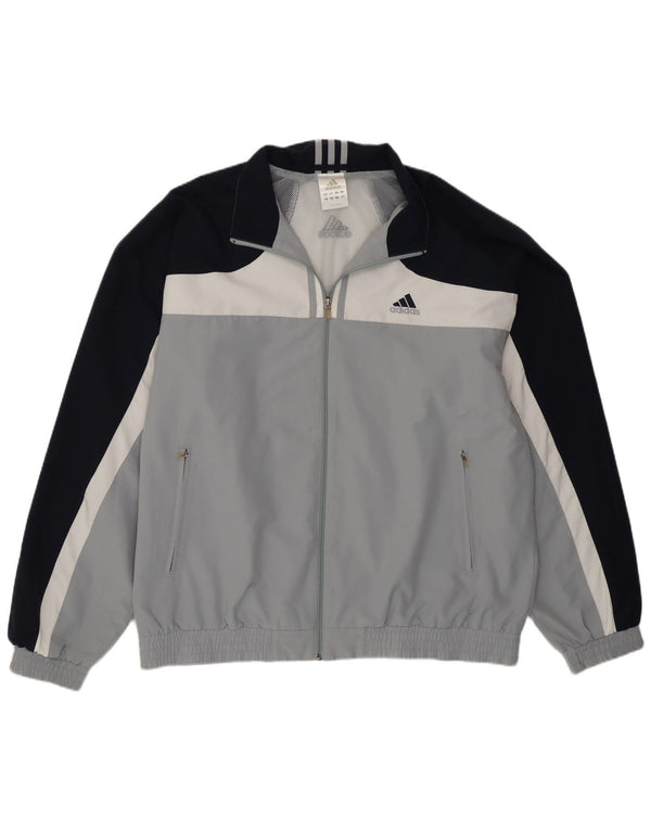 Giacca da tuta da uomo Adidas UK 46/48 XL Poliestere color block grigio