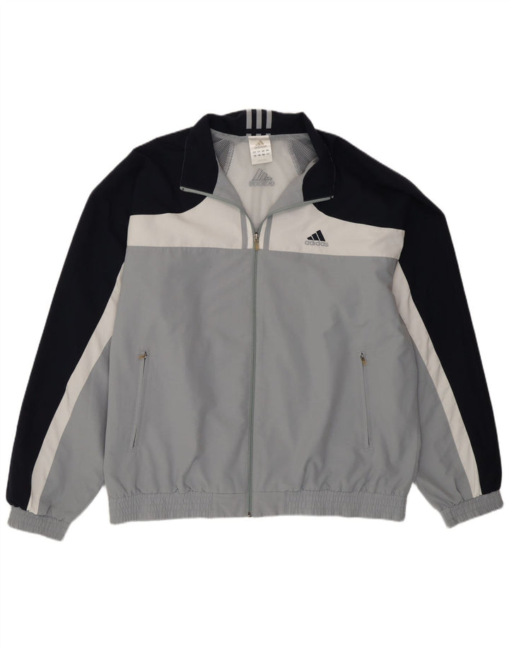 Giacca da tuta da uomo Adidas UK 46/48 XL Poliestere color block grigio