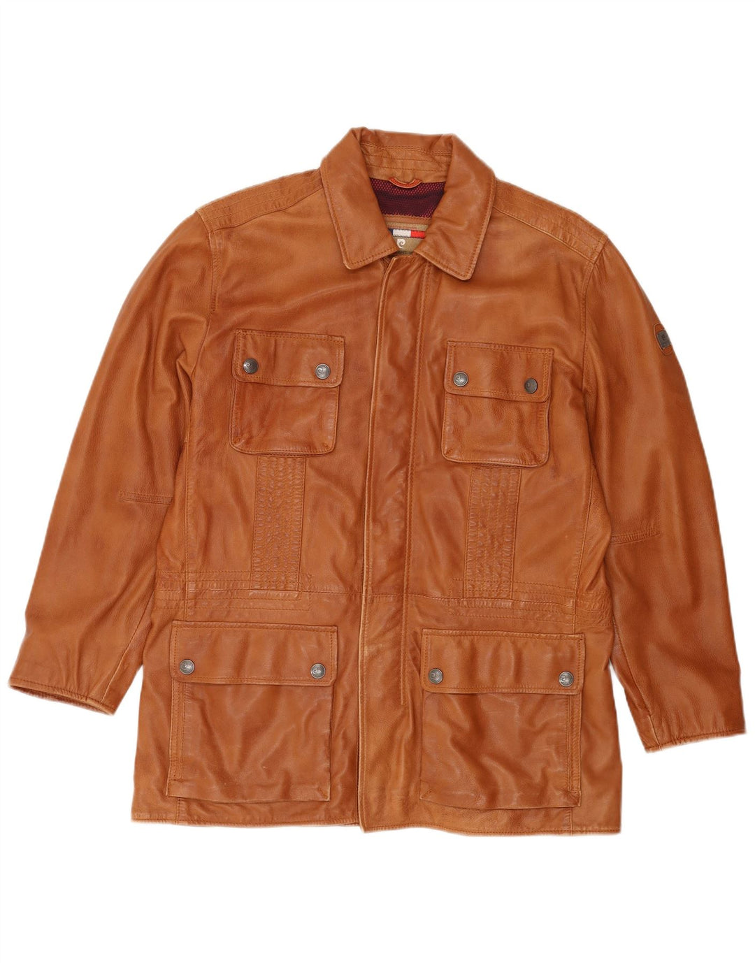 Giacca in pelle da uomo Pierre Cardin UK 40 grande in pelle marrone