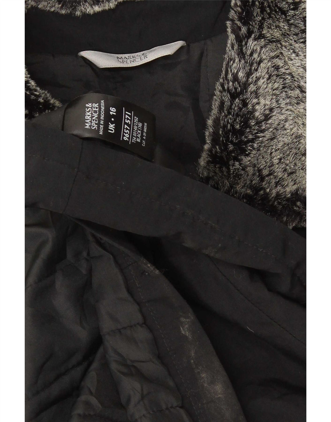 Giacca imbottita oversize da donna Marks & Spencer UK 16 grande acrilico nero