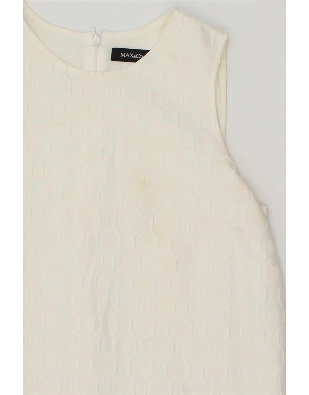 MAX & CO. Womens Sleeveless A-Line Dress UK 10 Small  White Colourblock Vintage Max & Co. and Second-Hand Max & Co. from Messina Hembry 