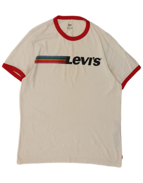 T-shirt grafica da uomo Levi's Top grande in cotone color block bianco