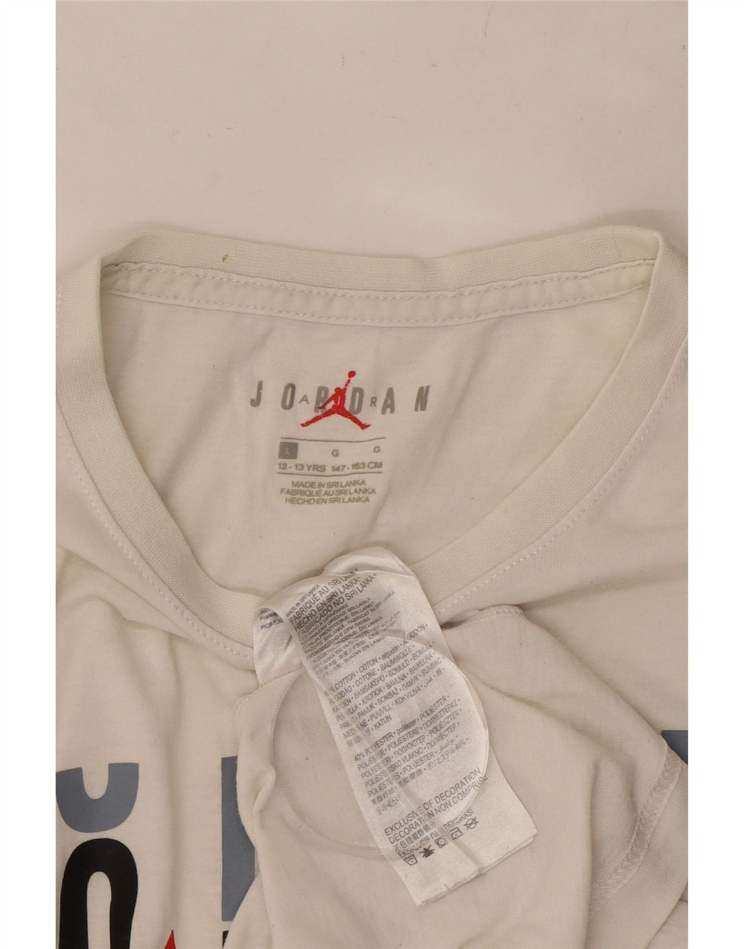 T-shirt grafica JORDAN per ragazzi, 12-13 anni, grande, in cotone bianco