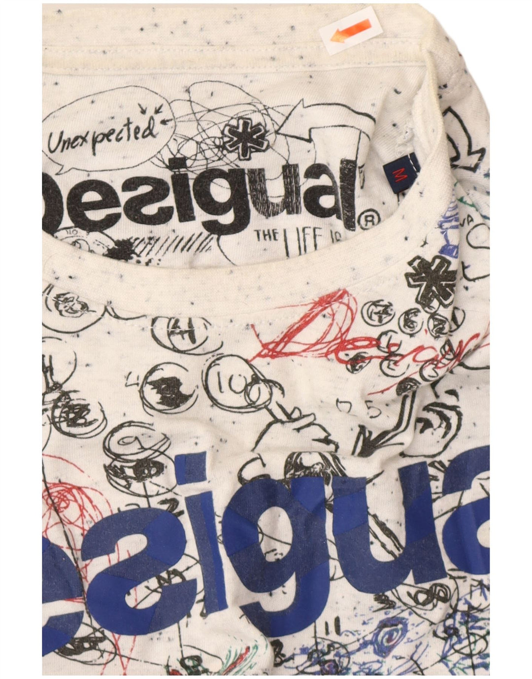 DESIGUAL T-shirt grafica da uomo con motivo astratto Top in cotone bianco medio