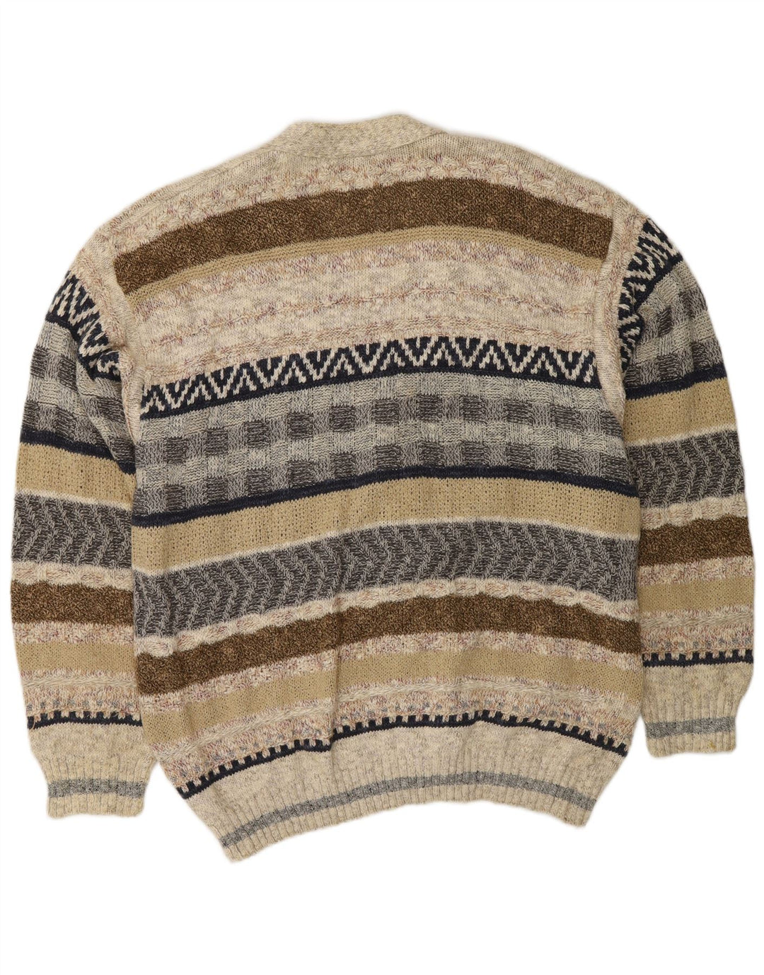 Maglione cardigan da uomo VINTAGE a righe beige grandi