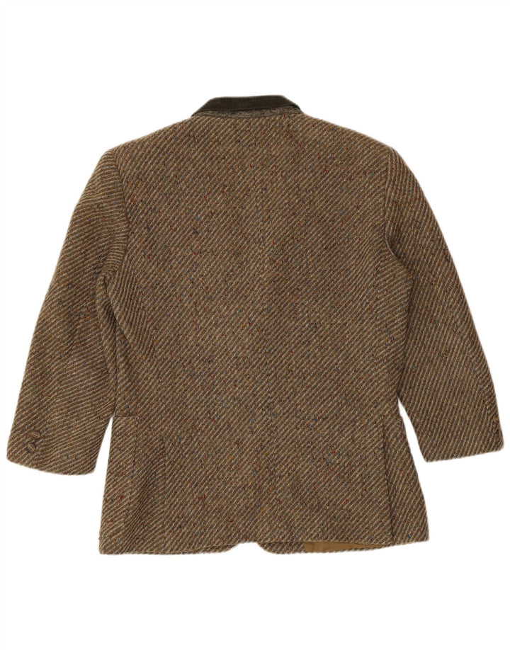 Giacca blazer da donna a 2 bottoni Valentino UK 16 grande a spina di pesce kaki