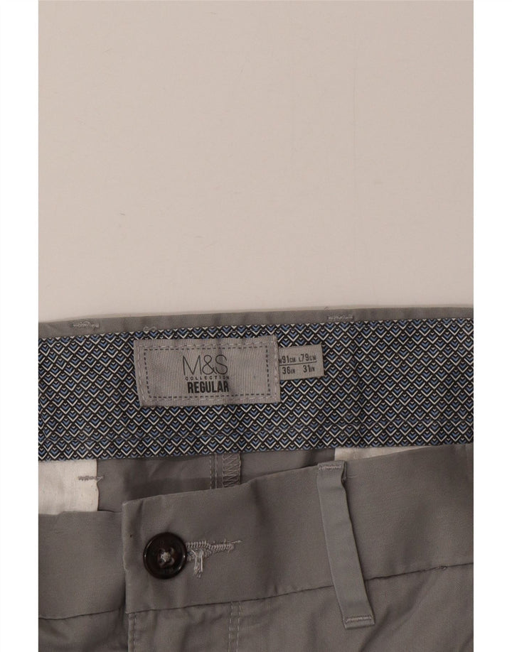 Pantaloni chino regolari da uomo Marks & Spencer W36 L31 cotone grigio
