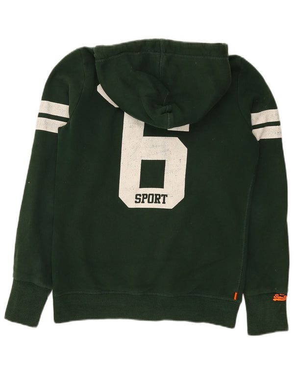 Maglione con cappuccio e zip grafica Superdry da donna Osaka UK 14 Cotone verde medio