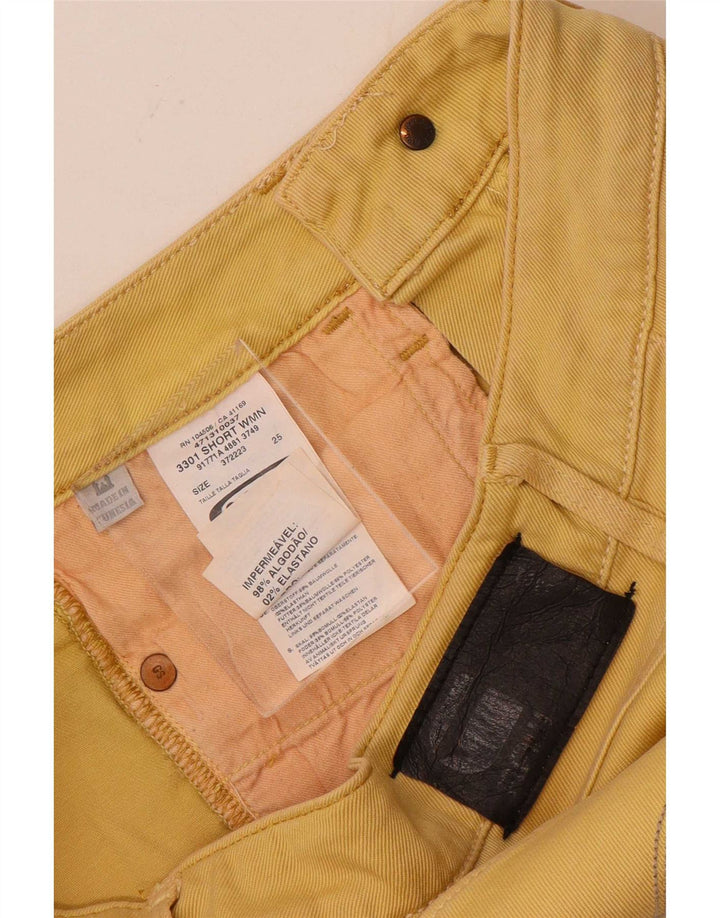 Pantaloni caldi in denim G-Star da donna 3301 W26 piccoli in cotone giallo