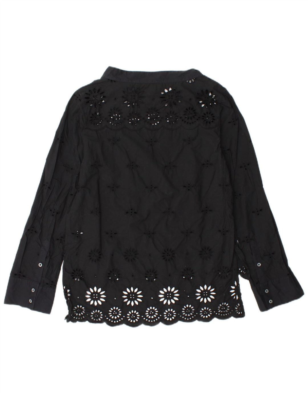 J. CREW Camicetta a maniche lunghe da donna Top US 2 XS Cotone floreale nero