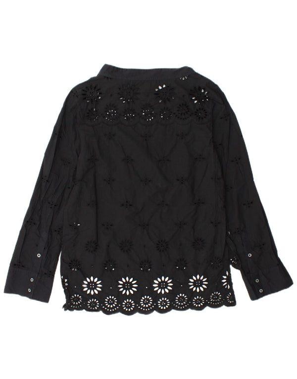 J. CREW Camicetta a maniche lunghe da donna Top US 2 XS Cotone floreale nero