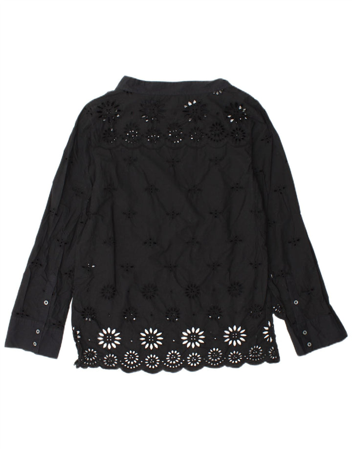 J. CREW Camicetta a maniche lunghe da donna Top US 2 XS Cotone floreale nero