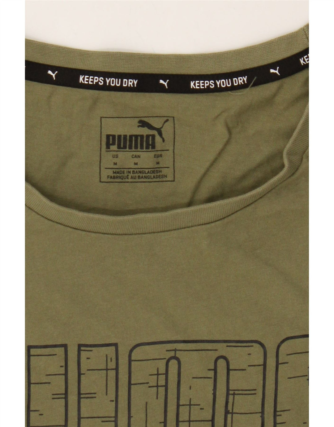 PUMA Mens Graphic T-Shirt Top Medium Green Cotton Vintage Puma and Second-Hand Puma from Messina Hembry 