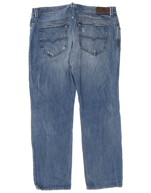 Jeans dritti invecchiati da uomo Diesel W40 L30 in cotone blu