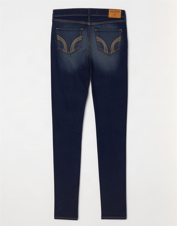 Jeans skinny effetto invecchiato Hollister da donna US 3 Small W26 L31 Blu navy