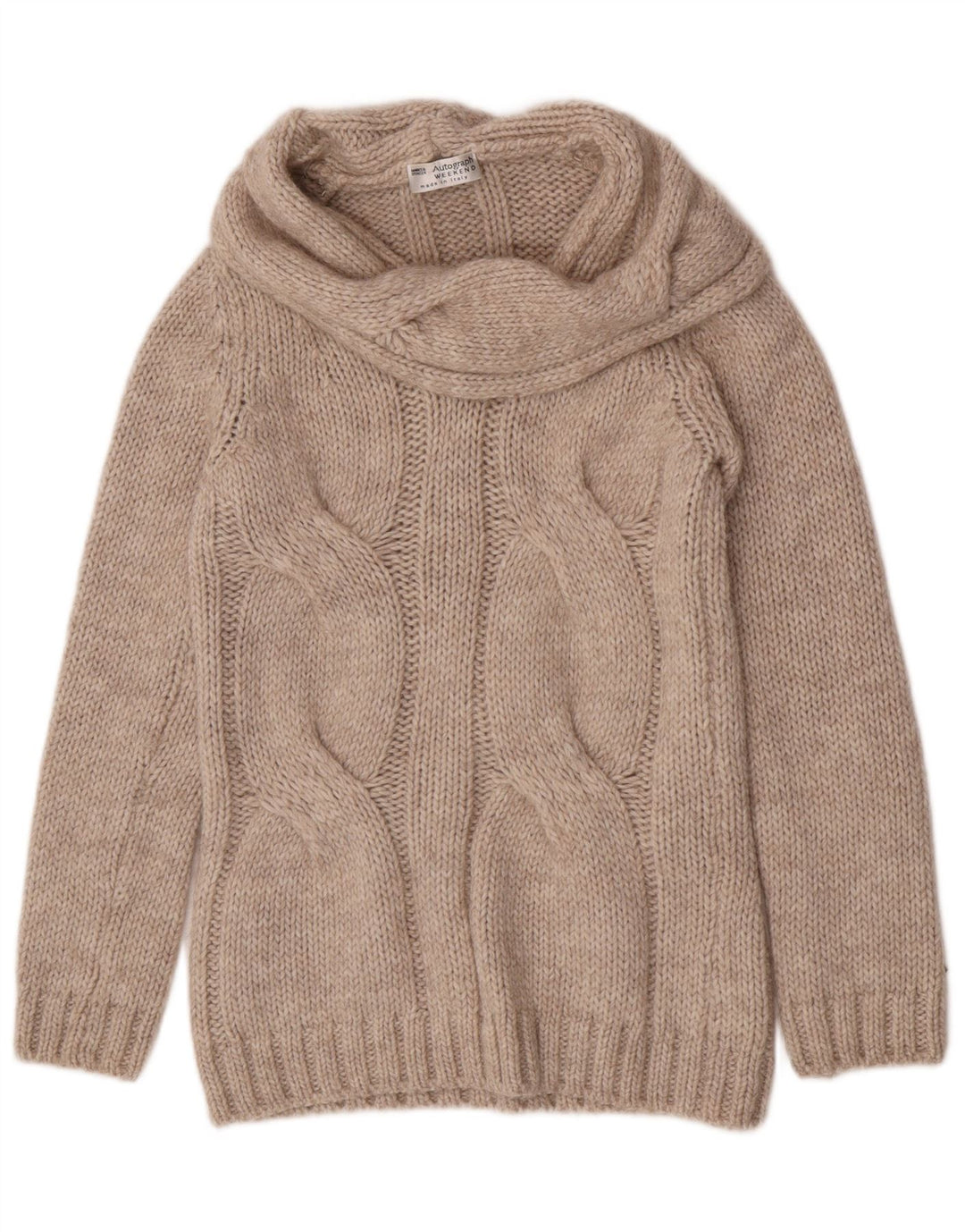 Maglione maglione a collo alto da donna Marks & Spencer UK 8 piccolo acrilico beige