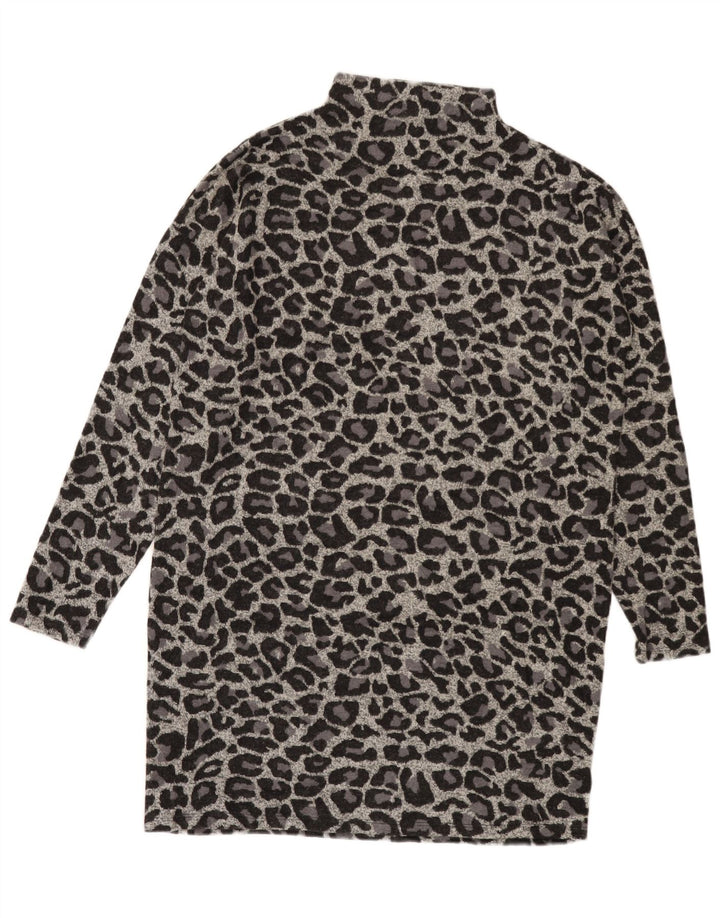 Abito maglione da donna Oasis UK 16 Poliestere grande con stampa animalier grigio