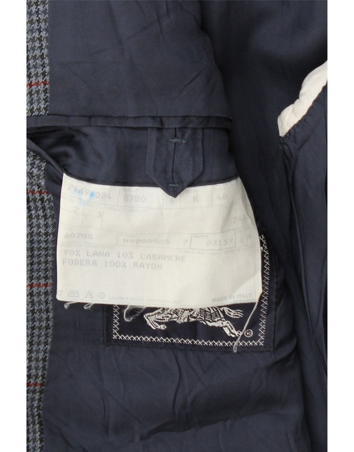 Giacca blazer da uomo Burberrys IT 48 media lana pied de poule blu navy
