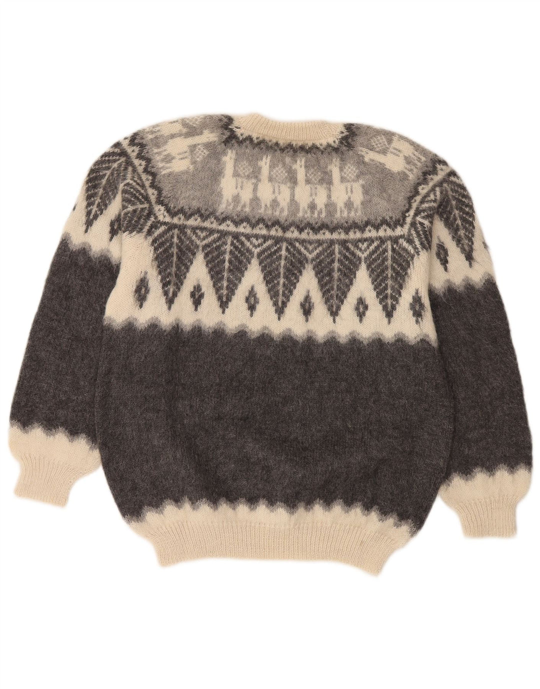 Maglione maglione girocollo vintage da uomo piccolo grigio Fair Isle