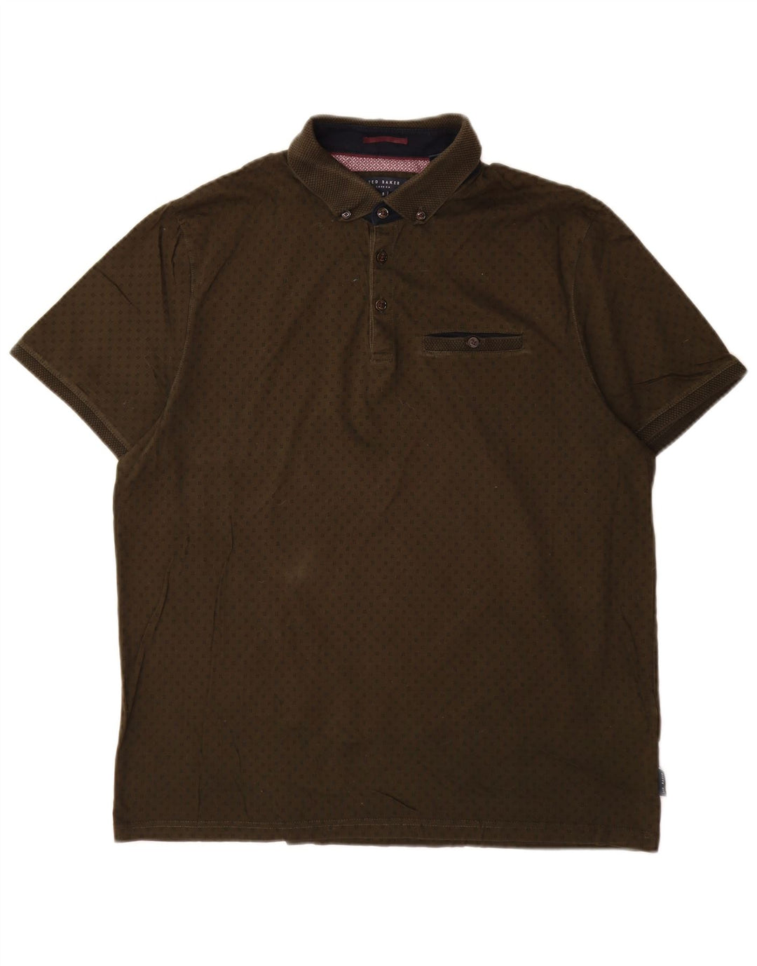 Polo da uomo Ted Baker taglia 5 XL cotone maculato kaki
